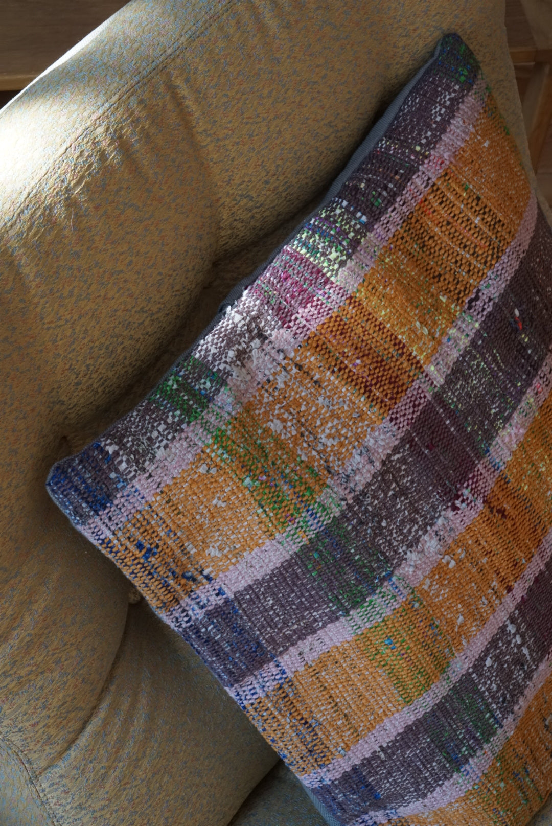 Türkiye Old Kilim Cushion Cover Mix Stripe Orange , Purple 46 × 45 cm No.TR25460