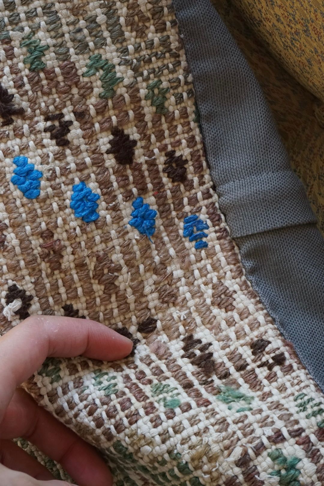 Türkiye Old Kilim Cushion Cover Mix Color Brown , Moss green , Beige 46 × 45 cm No.TR25462
