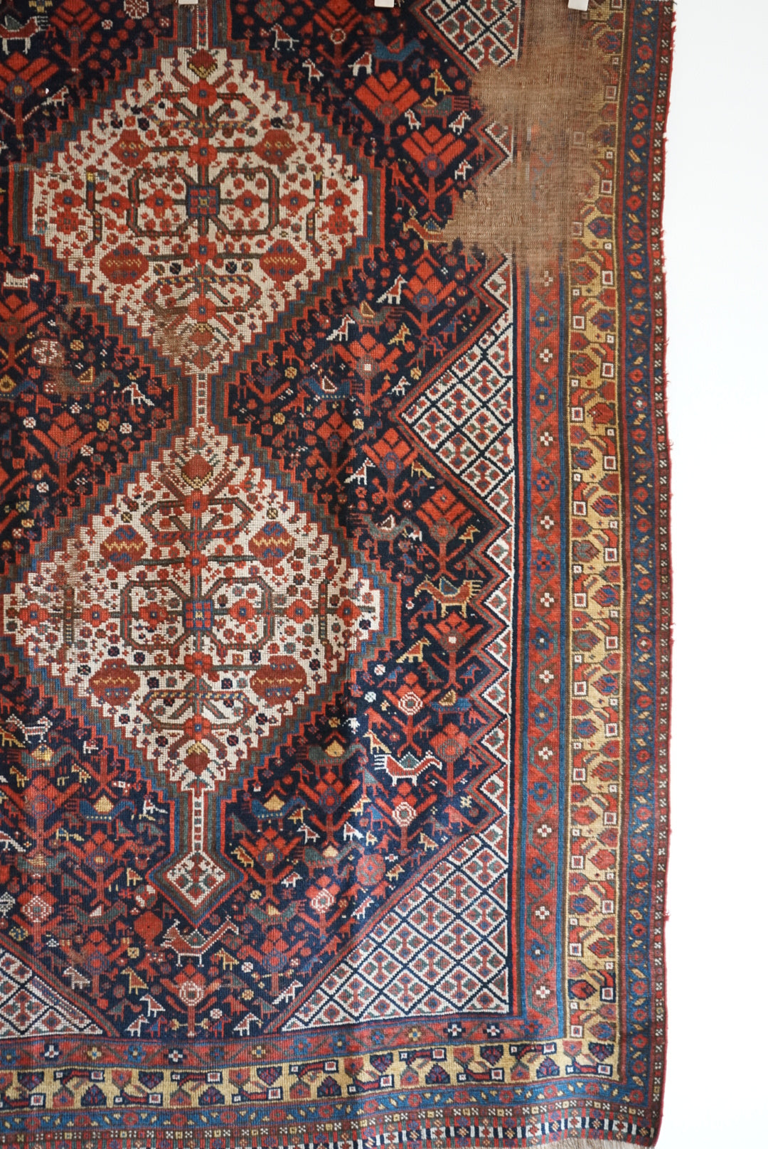 店頭販売 IRAN ANTIQUE SHIRAZ KHAMSEH BAHARLO 1820-1840年代 191 × 155 cm