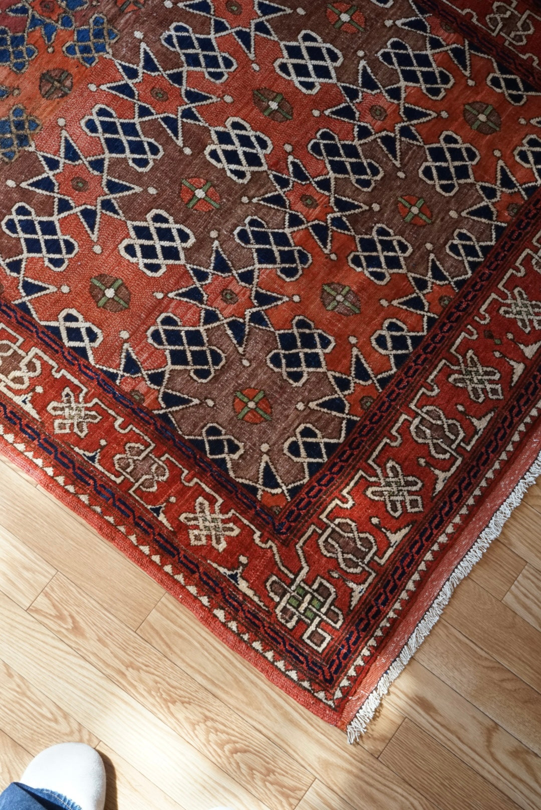 店頭販売 Afghanistan Vintage Baluch Orange Star 1980年代 153 × 124 cm  No.AF2531