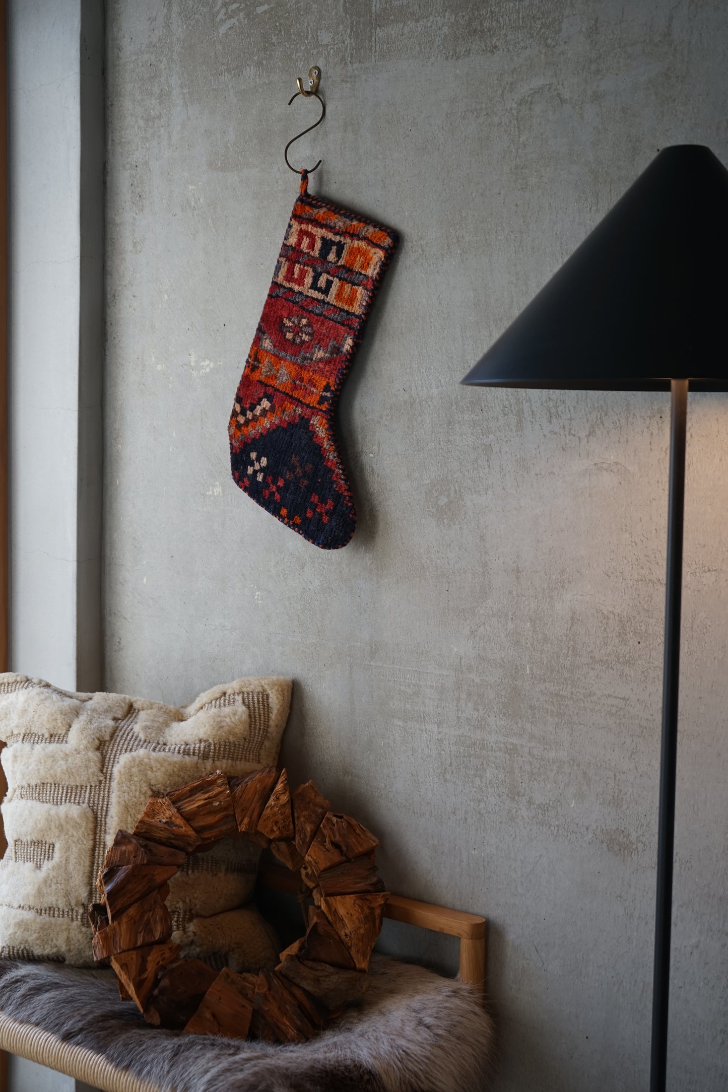 IRAN OLD-ANTIQUE CHRISTMAS SANTA SOCKS 39 × 25 cm NO.24