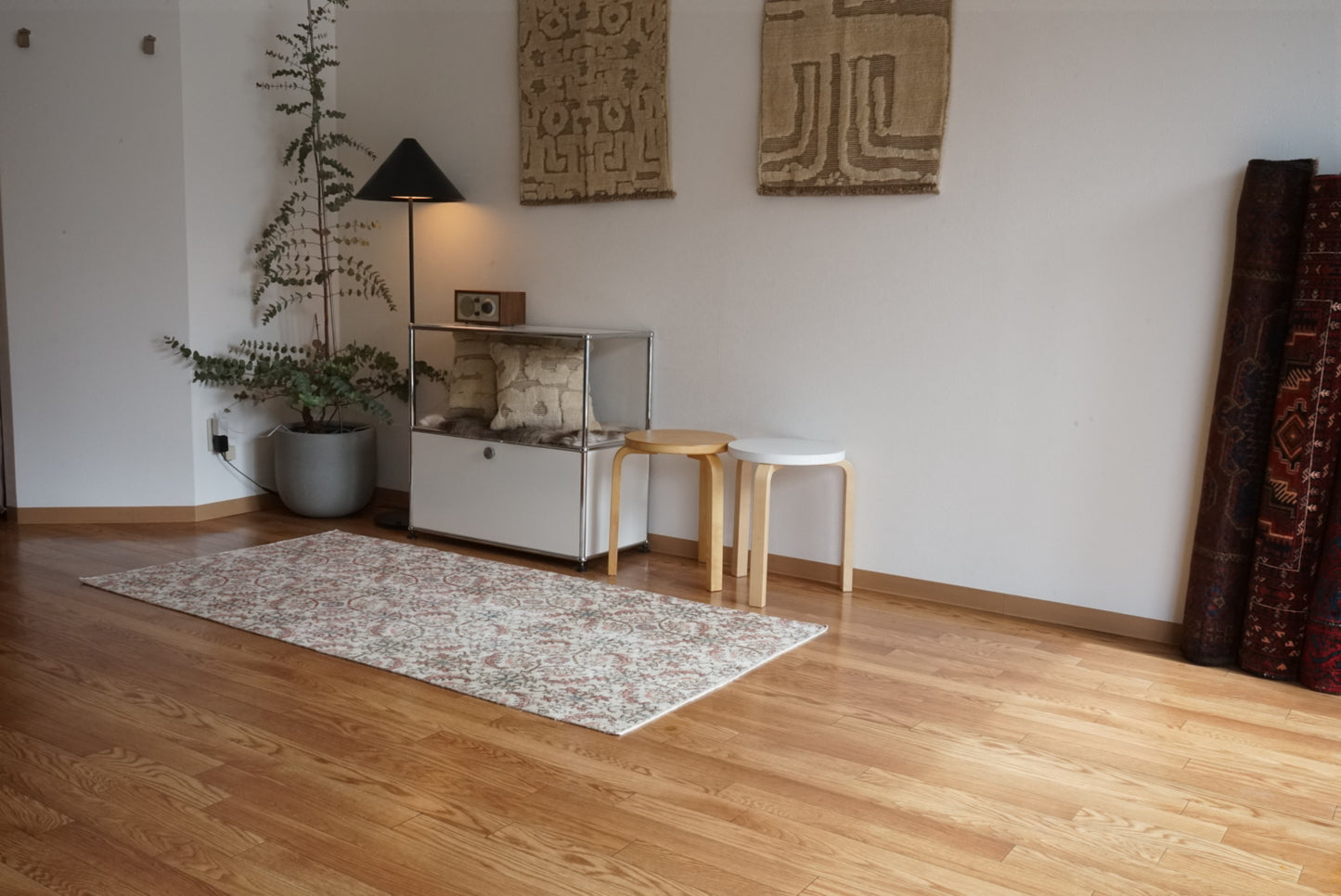 Türkiye Old Isparta Beige , Rose Pink , Botanical 1970年代 194 × 97 cm No.TR25452 / 国内送料無料