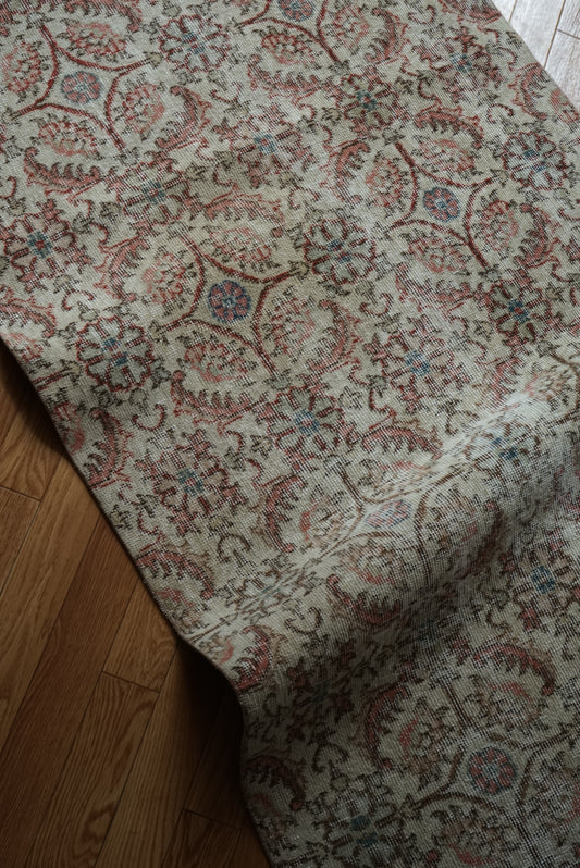 Türkiye Old Isparta Beige , Rose Pink , Botanical 1970年代 194 × 97 cm No.TR25452