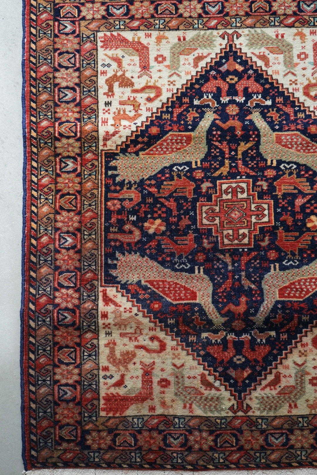 店頭販売 IRAN ANTIQUE KHORASAN KORMANJI 1880年代 85.5×72cm