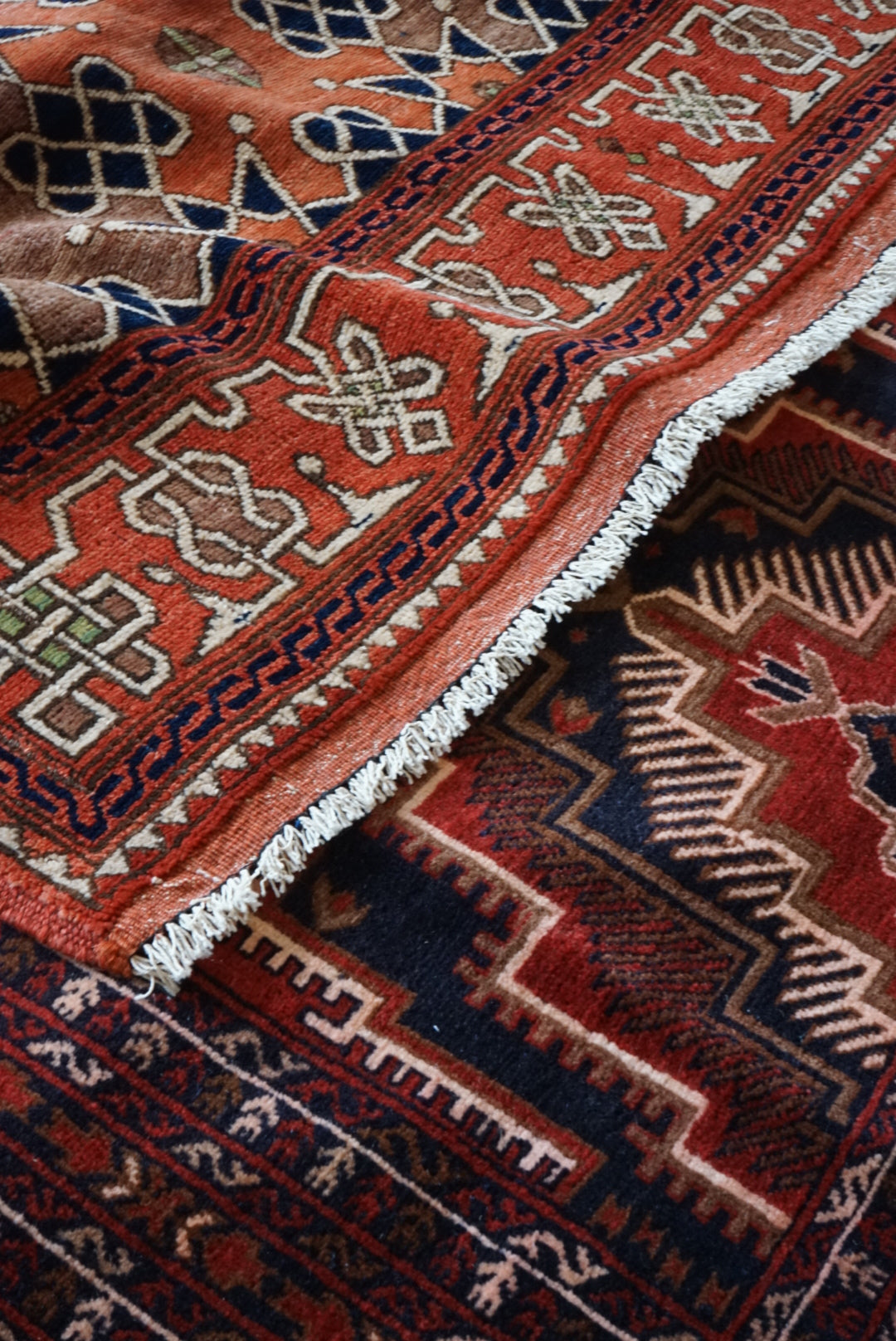 Afghanistan Vintage Turkmen Kazak Orange Star 1980年代 153 × 124 cm  No.AF2531