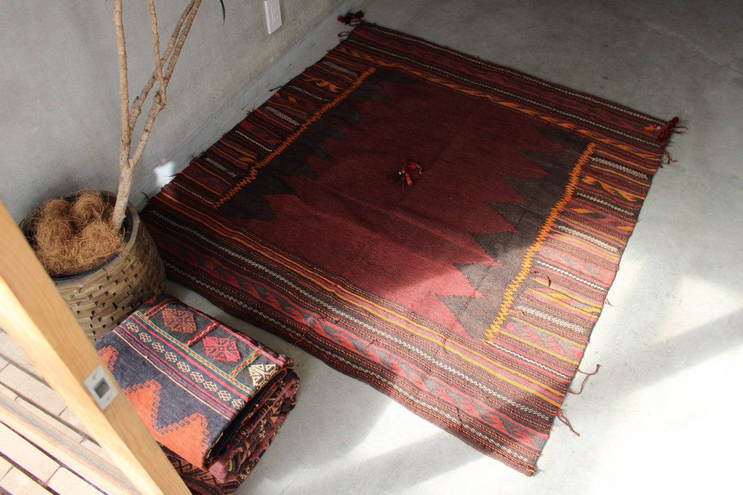 Afghanistan Baluch Kilim Sofreh Adraskand 1950年代 133×123.5cm