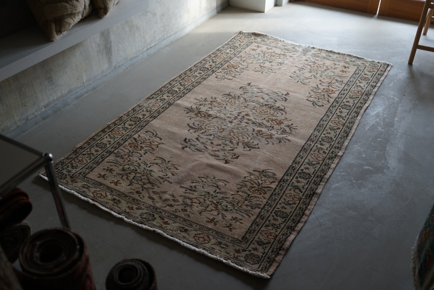 Türkiye Old Isparta Floral Rich Color Beige, Olive 1970年代 195 × 113 cm No.TR25259