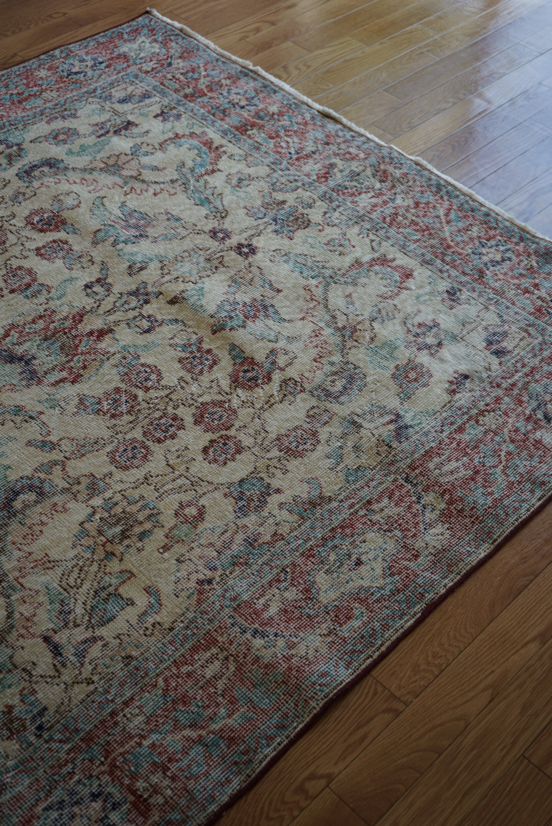 Türkiye Old Isparta Beige Cerulean Blue Floral 1970年代  303 × 160.5 cm No.TR25391