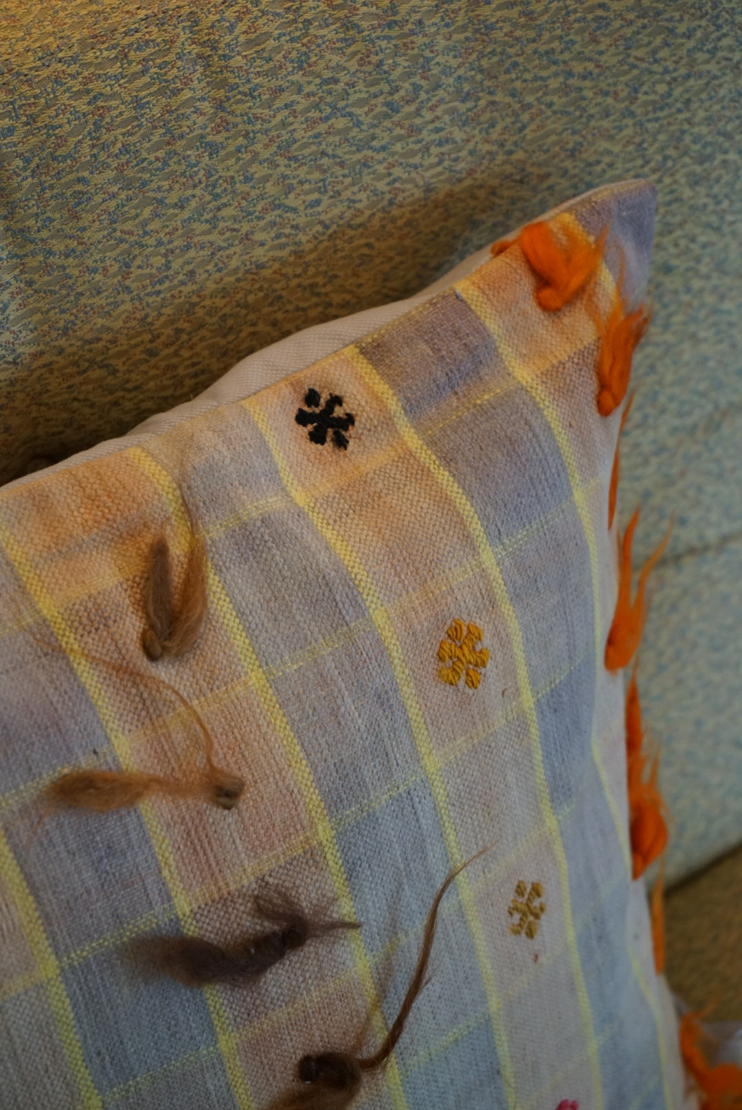 Türkiye Old Kilim Cushion Cover Pastel Fancy 45 × 45 cm No.TR25572 / 送料無料・羊毛手織りキリム