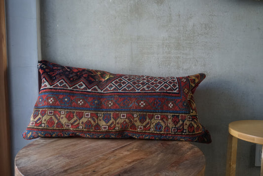 IRAN ANTIQUE SHIRAZ QASHQAI CUSHION COVER 1840年代 84 × 40 cm