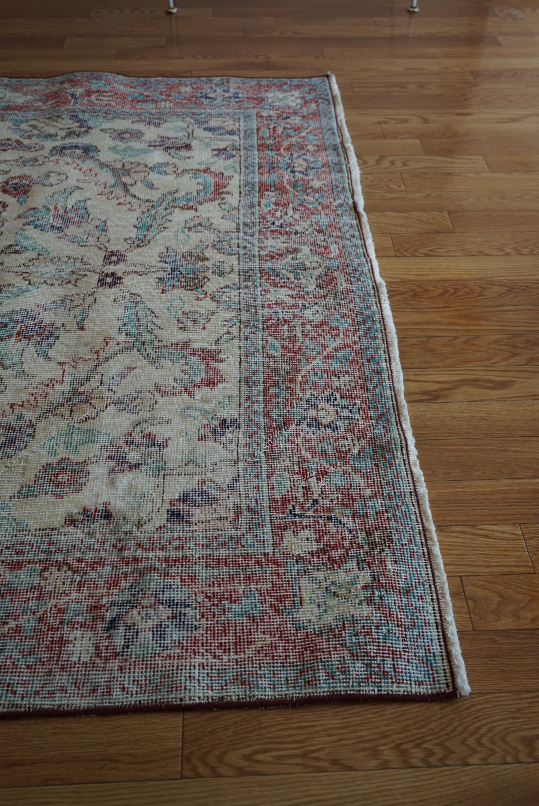 Türkiye Old Isparta Beige Cerulean Blue Floral 1970年代  303 × 160.5 cm No.TR25391