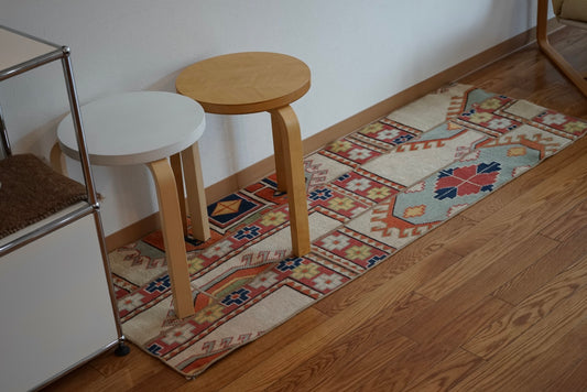 Türkiye Old Oushak PatchWork Runner Colorful 1970年代 165.5 × 58 cm No.TR25292