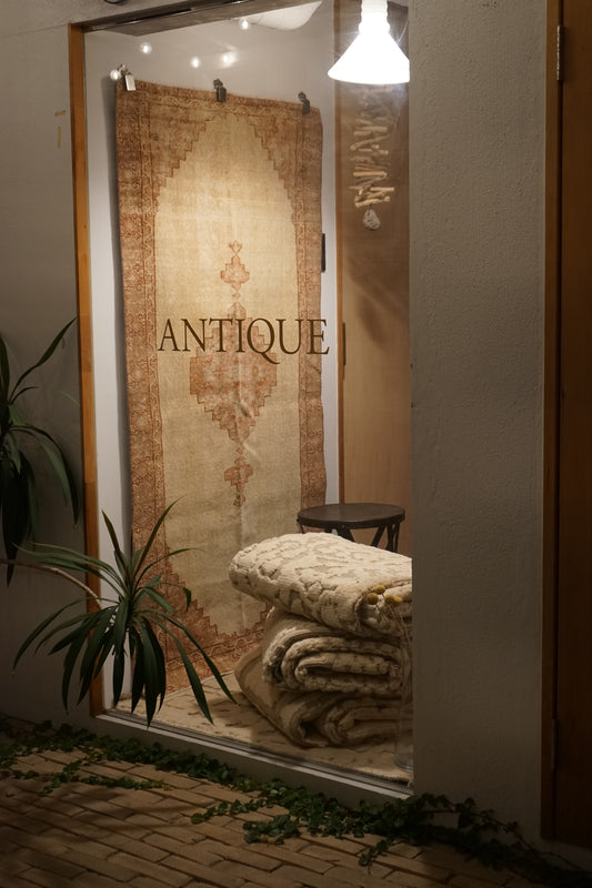 TURKEY OLD ISPARTA BEIGE MEDALION 1970年代 172 × 92 cm No.TR25200