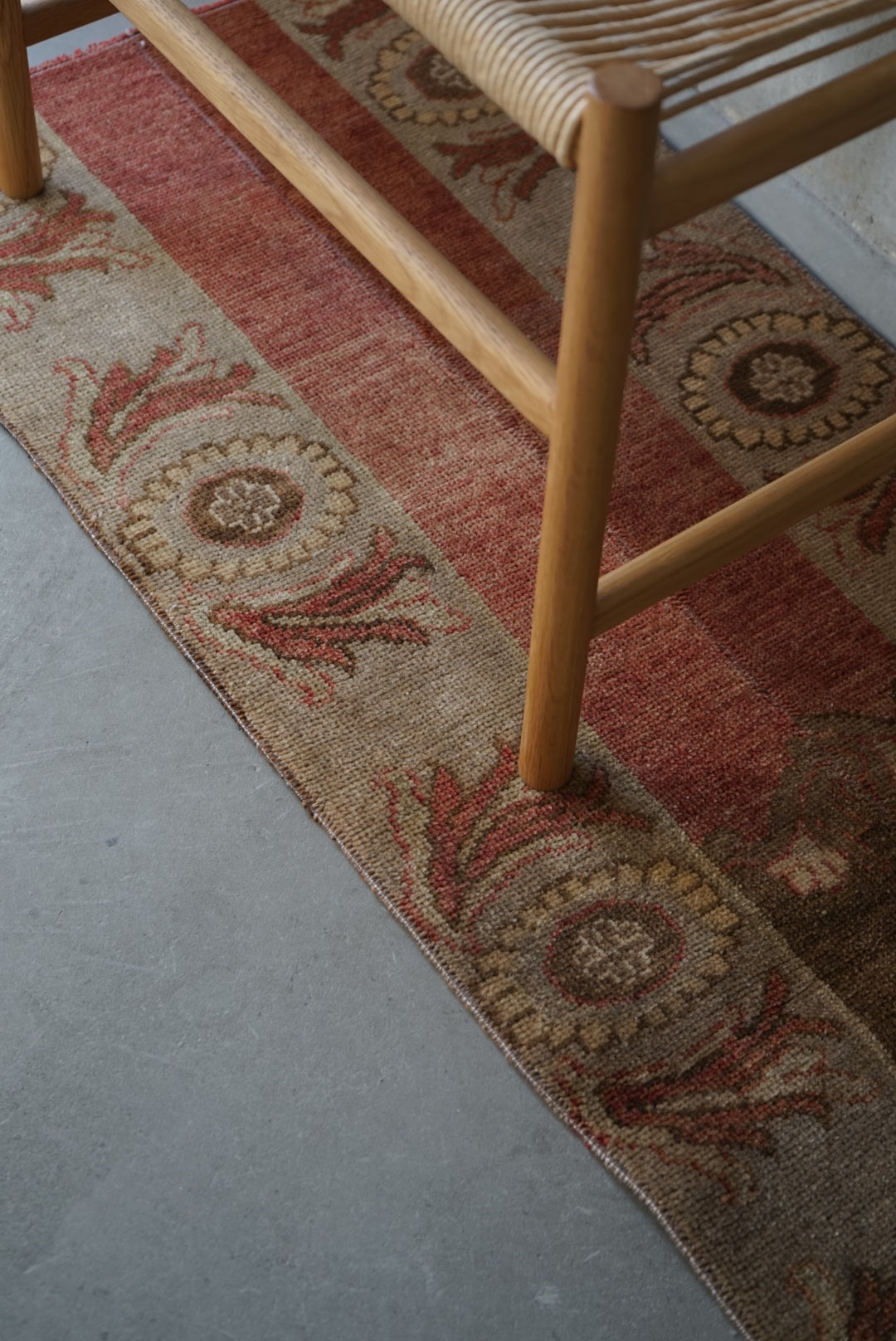 Türkiye Old Oushak Beige , Brown Runner 1970年代 166 × 50 cm No.TR25270