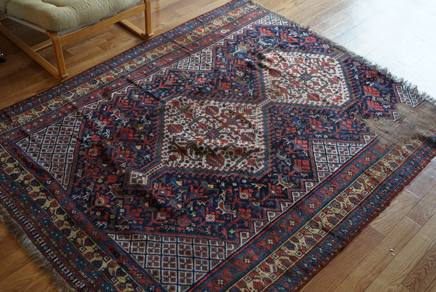 店頭販売 IRAN ANTIQUE SHIRAZ KHAMSEH BAHARLO 1820-1840年代 191 × 155 cm