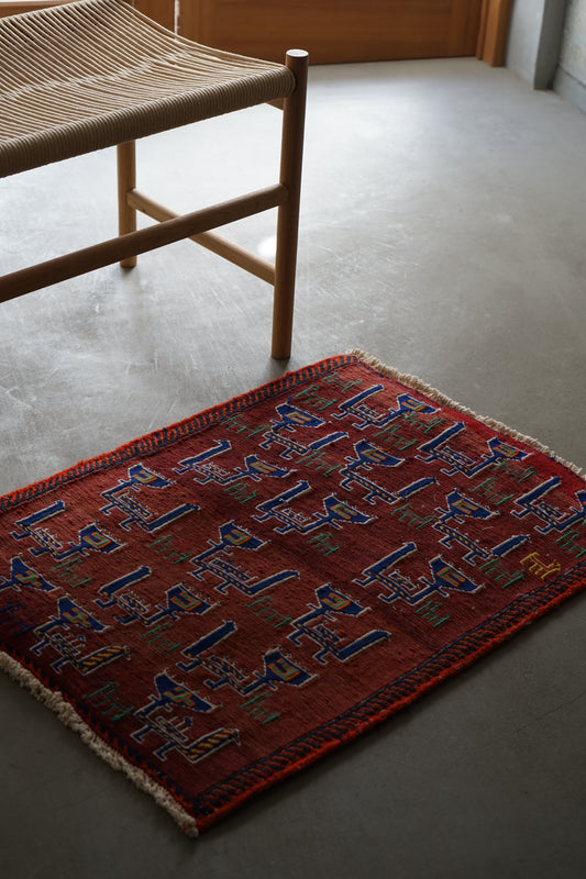 IRAN ANTIQUE SHIRAZ QASHQAI TURKS KILIM 1970年代 76 × 57 cm / 2'5" × 1'8" ft