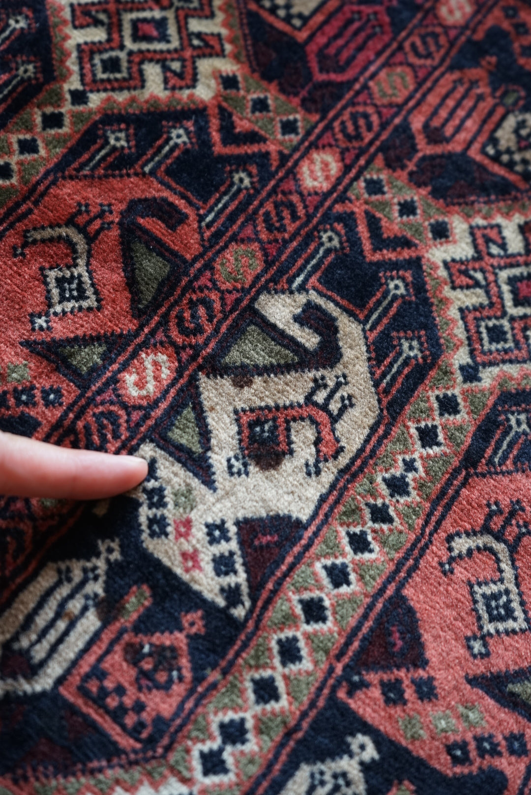 Afghanistan Vintage Turkmen Black , Rose Finequality 1990年代 192 × 151 cm No.AF2522