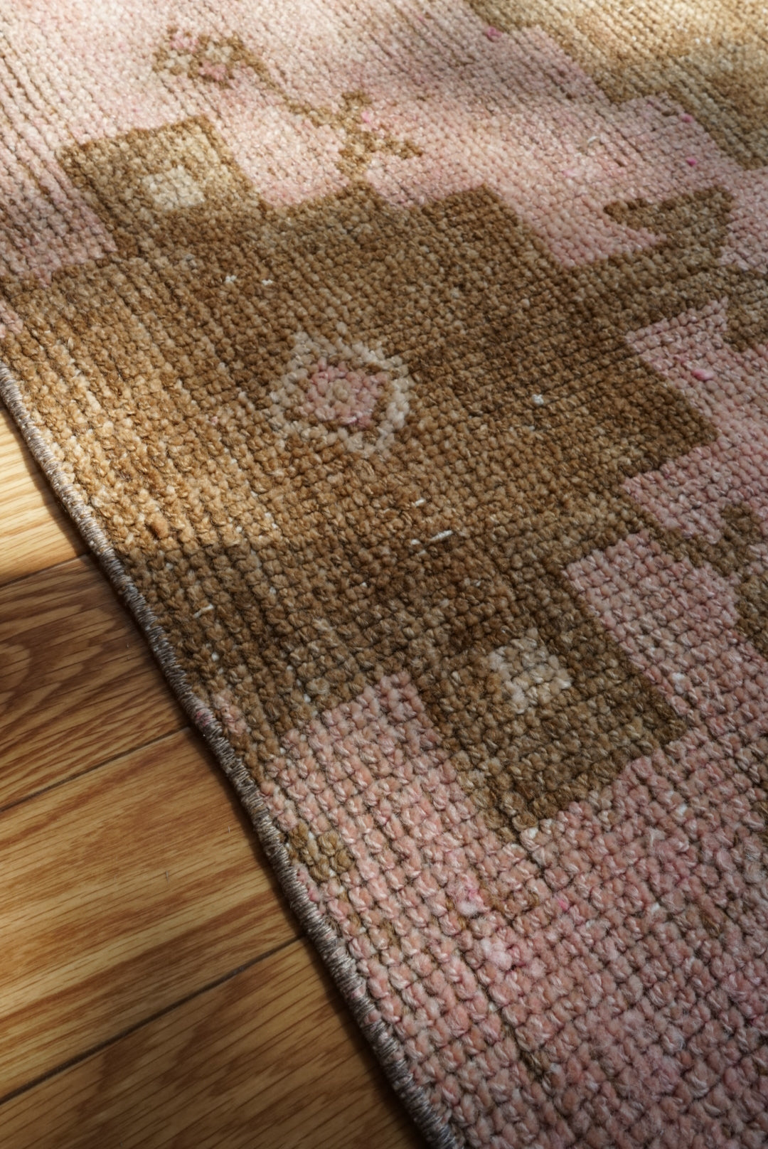 Türkiye Old Oushak Pink , Brown 1968年代 116 × 54 cm No.TR25502 / 国内送料無料