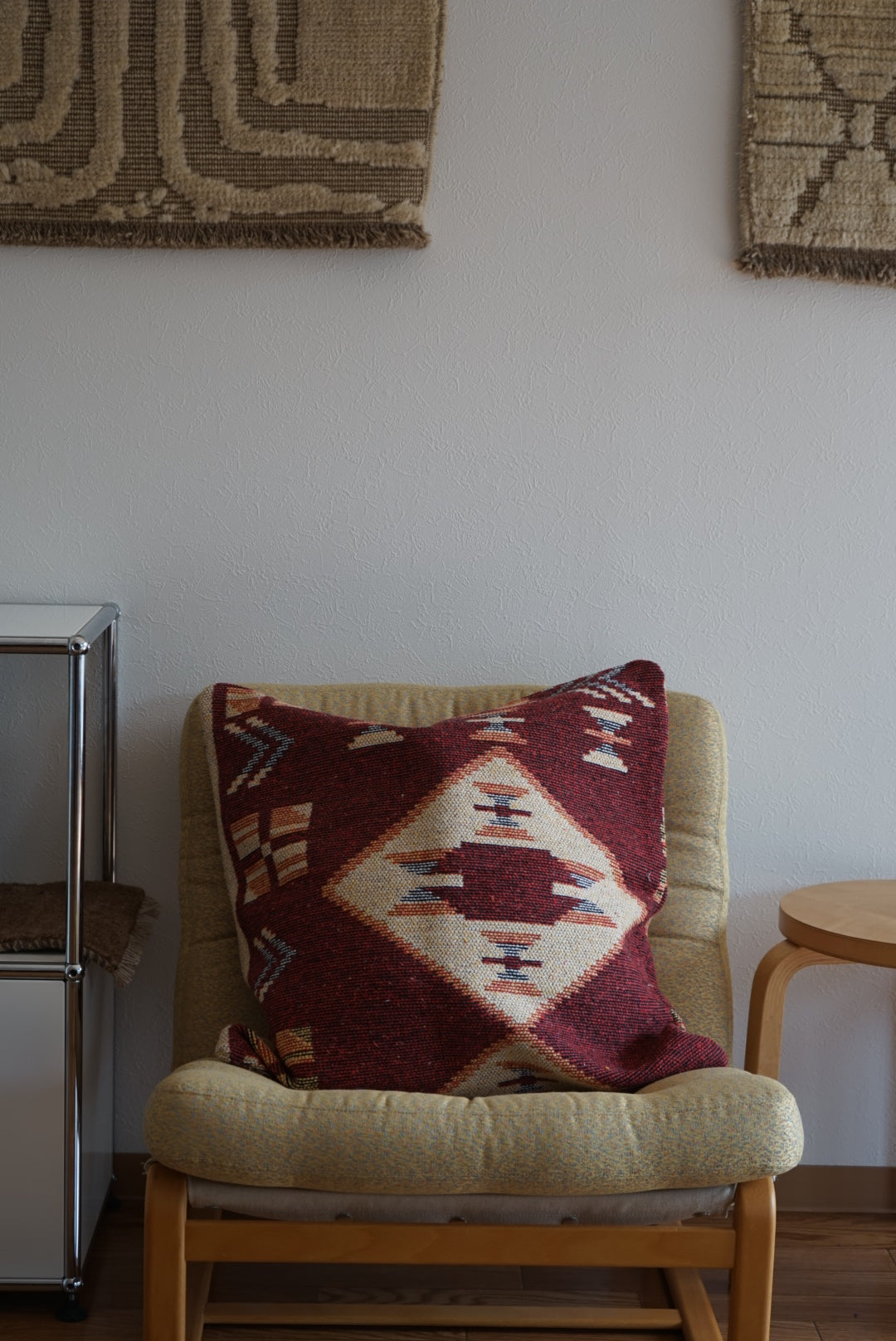 Türkiye Old Kilim Cushion Cover Wine Red , Tribal Design 59 × 58 cm No.TR25450