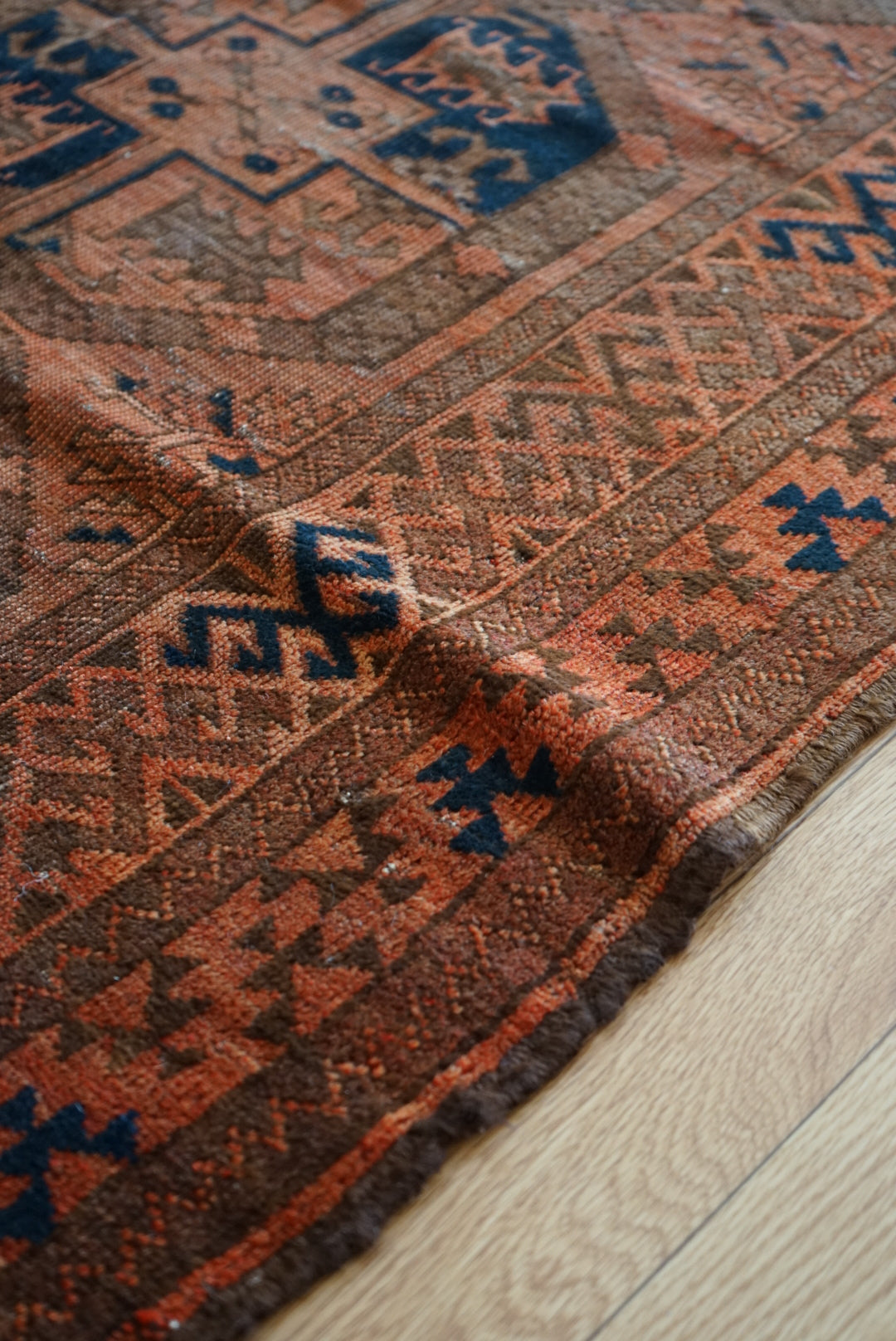 店頭販売 Afghanistan Old Turkmen Slaiman Brick Red 1900年代 301 × 202 cm  No.AF2540 / 国内送料無料・羊毛手織り絨毯