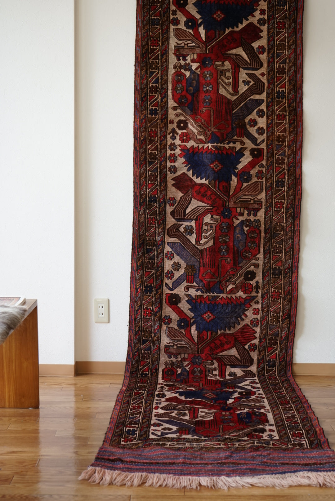 店頭販売 IRAN ANTIQUE QASHQAI SHIRAZ PHOENIX RUNNER 1860年代 320×80cm