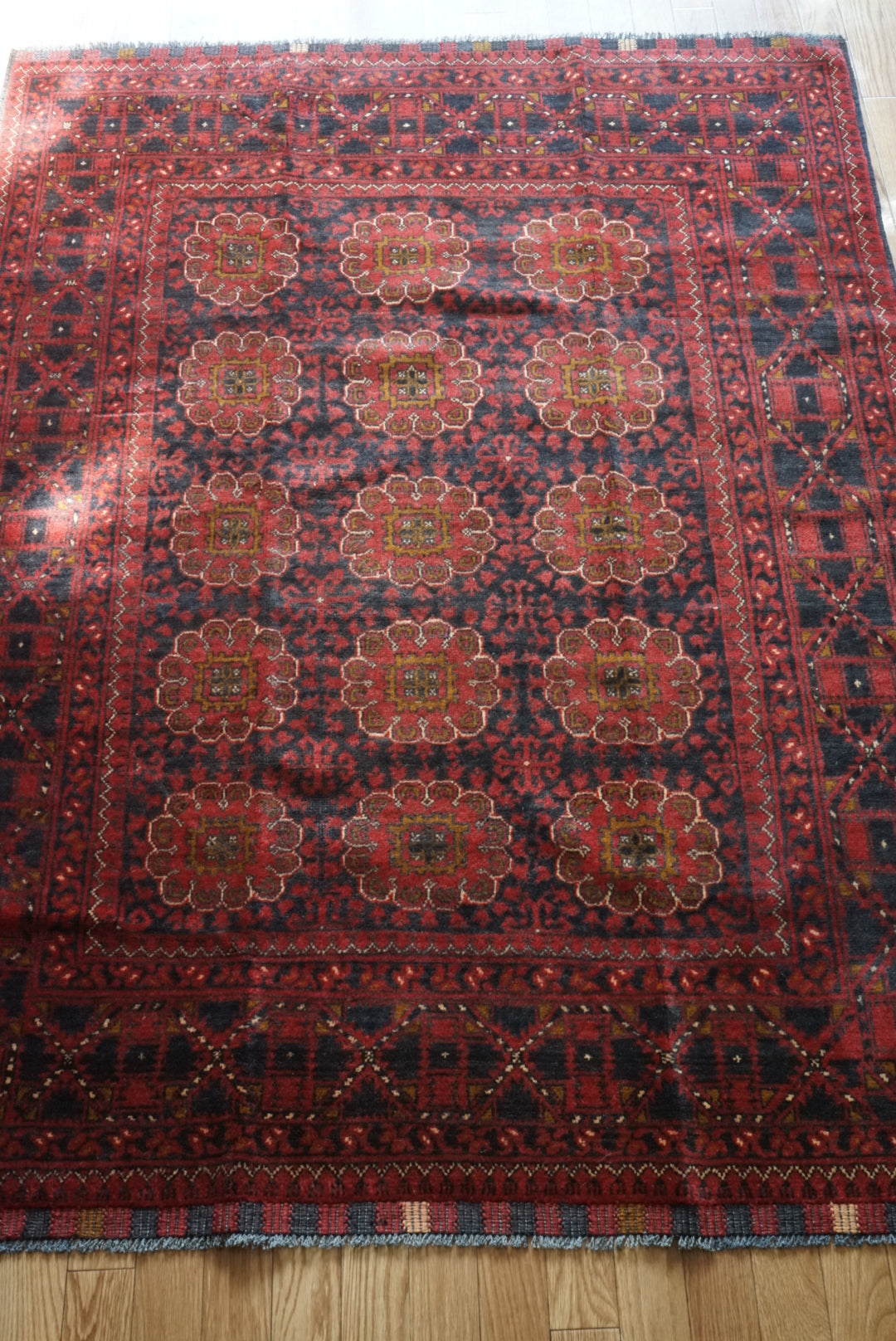 店頭販売 Afghanistan Vintage Turkmen 1980年代 201 × 146.5 cm  No.AF2536 / 国内送料無料・羊毛手織り絨毯