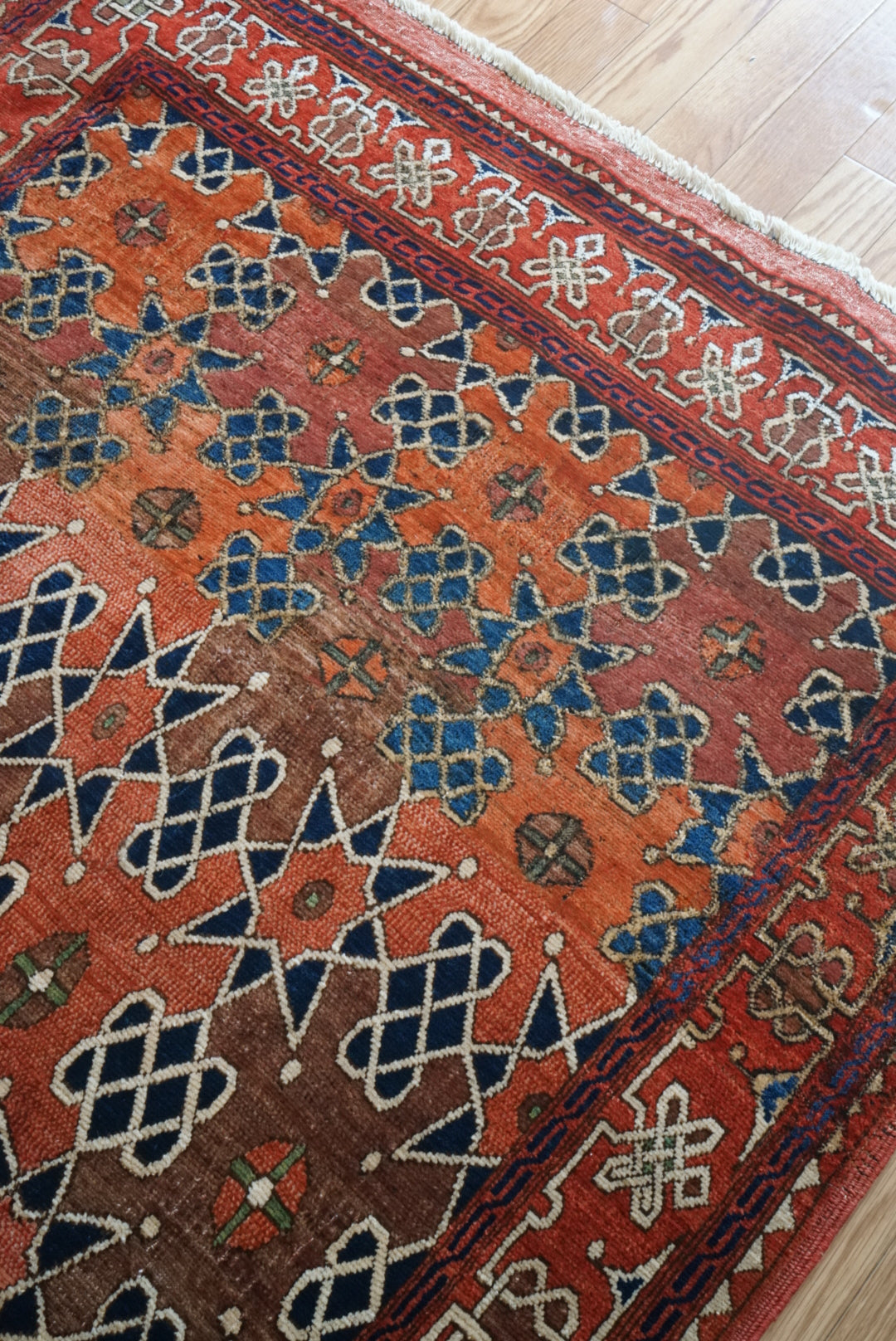 店頭販売 Afghanistan Vintage Baluch Orange Star 1980年代 153 × 124 cm  No.AF2531