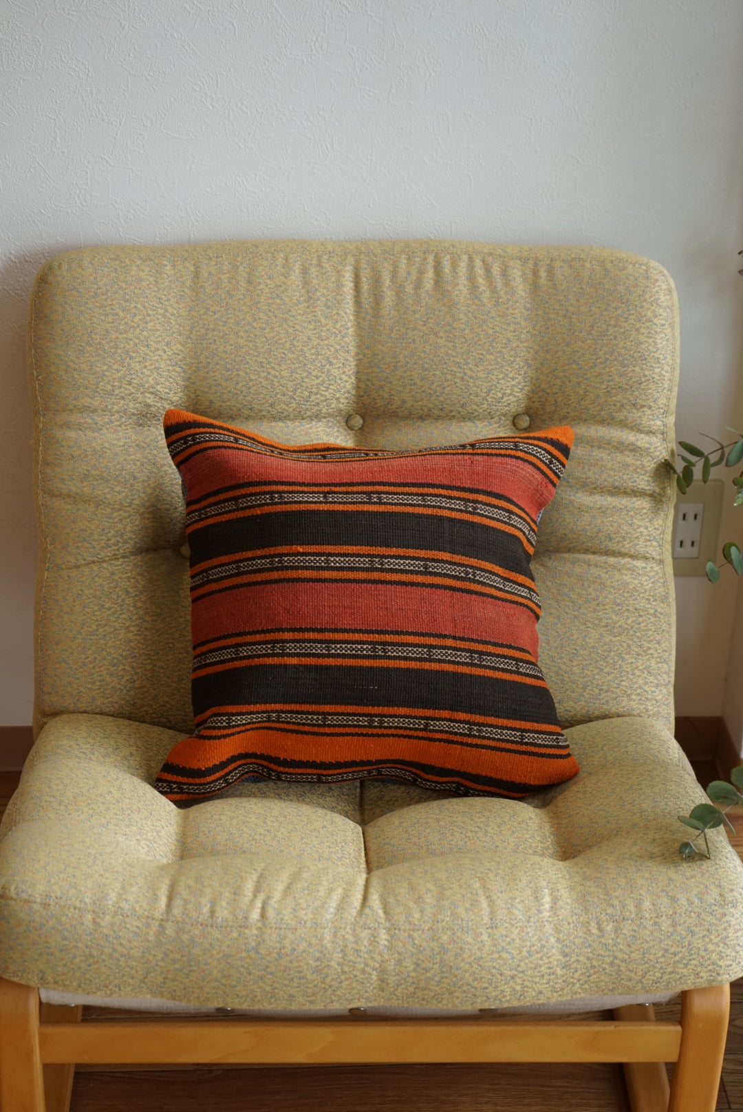 Türkiye Old Kilim Cushion Cover Stripe Red , Orange , Black 40 × 40 cm No.TR25440