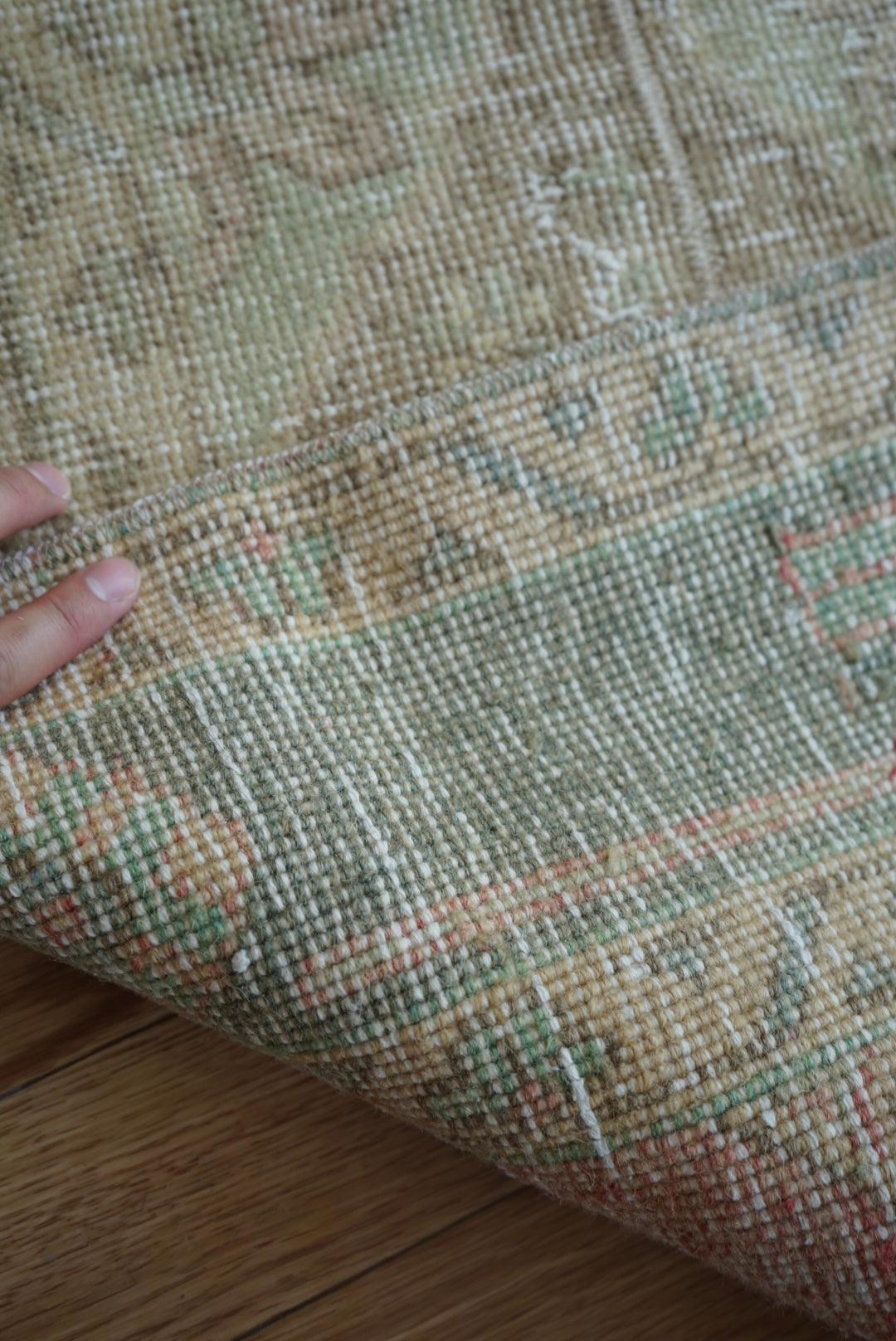 Türkiye Old Oushak Beige Patchwork 1970年代 125.5 × 63.5 cm No.TR25408