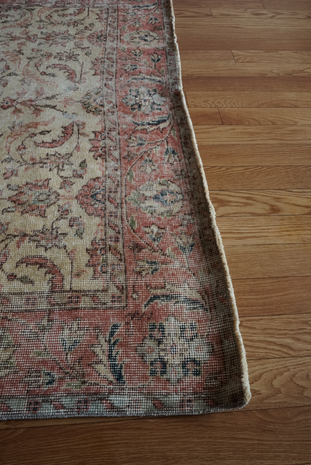 Türkiye Old Isparta Floral Pink , Beige 1970年代 250 × 154 cm No.TR25496 / 国内送料無料