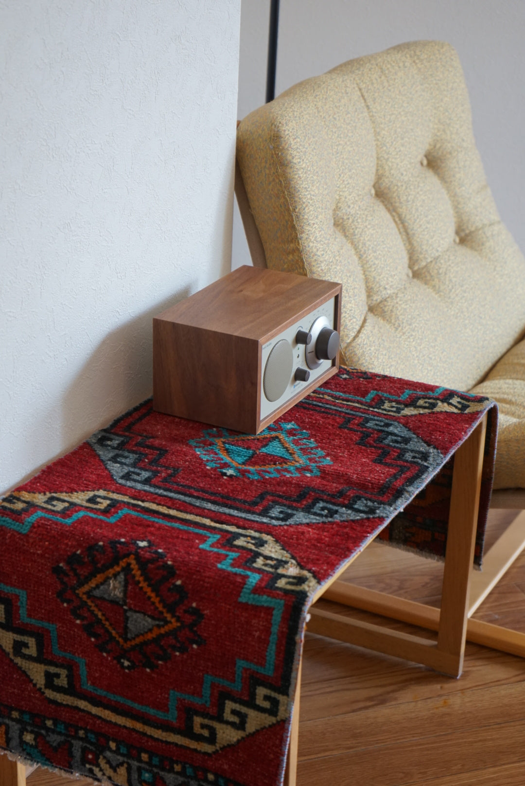 Türkiye Old Oushak Red , Turquoise Runner 1970年代 103 × 36 cm No.TR25542 / 国内送料無料・羊毛手織り絨毯