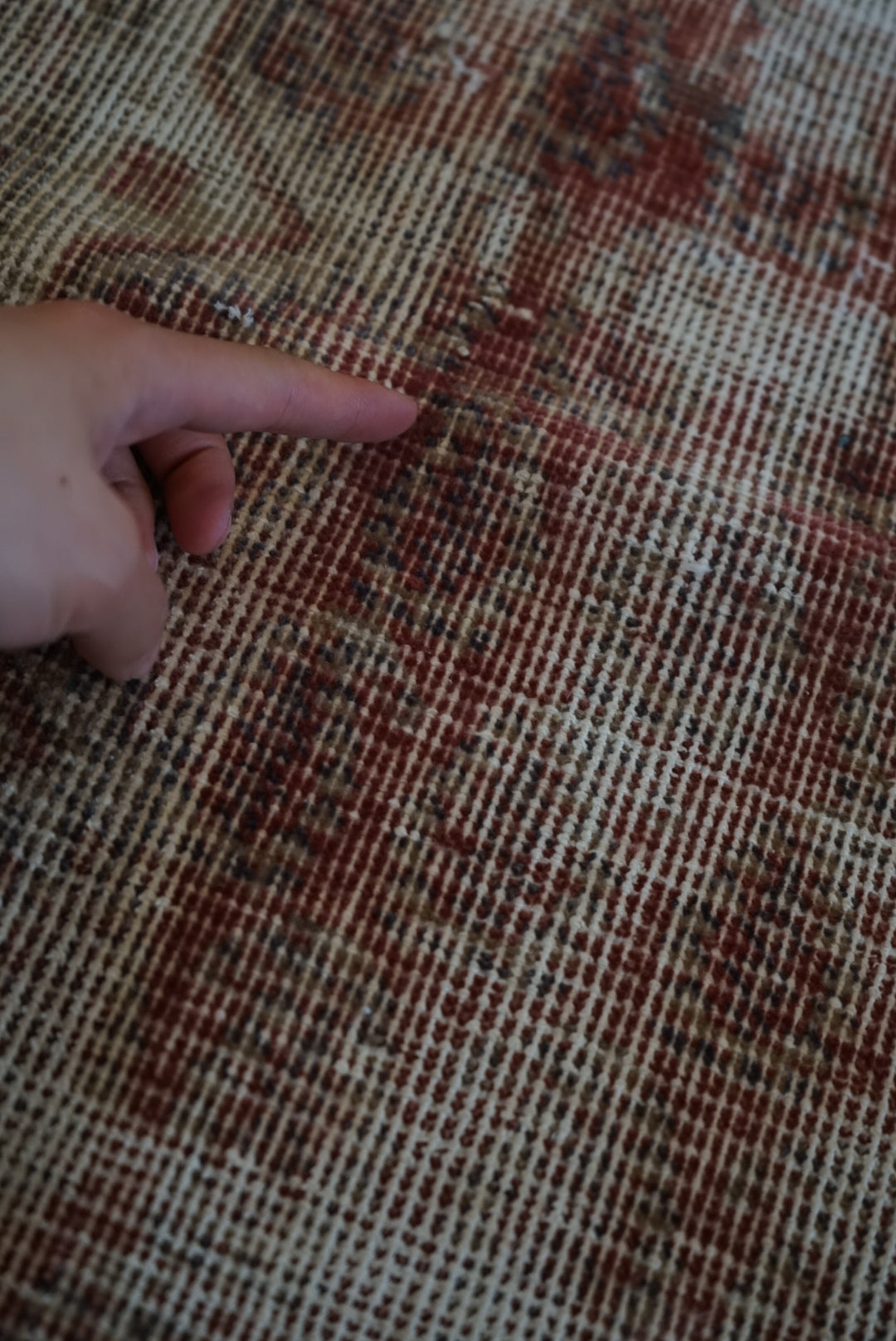 Türkiye Old Oushak Shabby Red 1970年代 110 × 80 cm No.TR25371