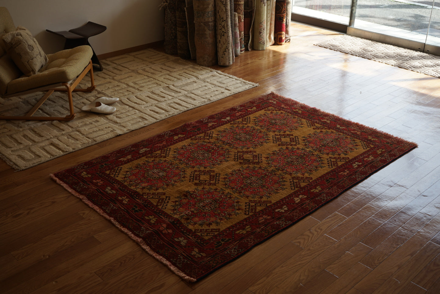 Afghanistan Old Turkmen Yellow Mustard 1950年代 188 × 123 cm No.AF2520