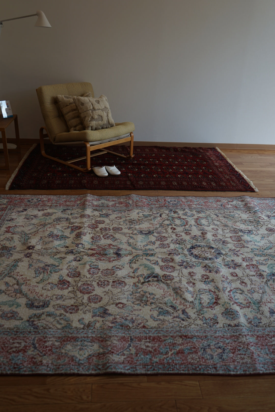 Türkiye Old Isparta Beige Cerulean Blue Floral 1970年代  303 × 160.5 cm No.TR25391