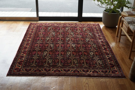 Afghanistan Vintage Turkmen Black , Rose Finequality 1990年代 192 × 151 cm No.AF2522
