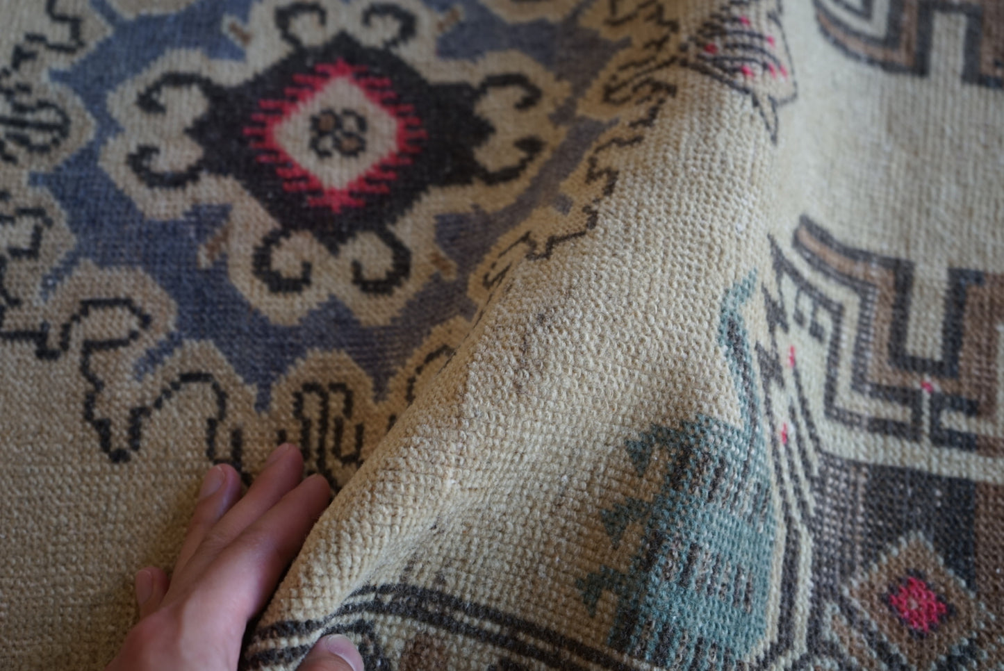 Türkiye Old Oushak Yellowbeige 1970年代 97 × 50.5 cm No.TR25414