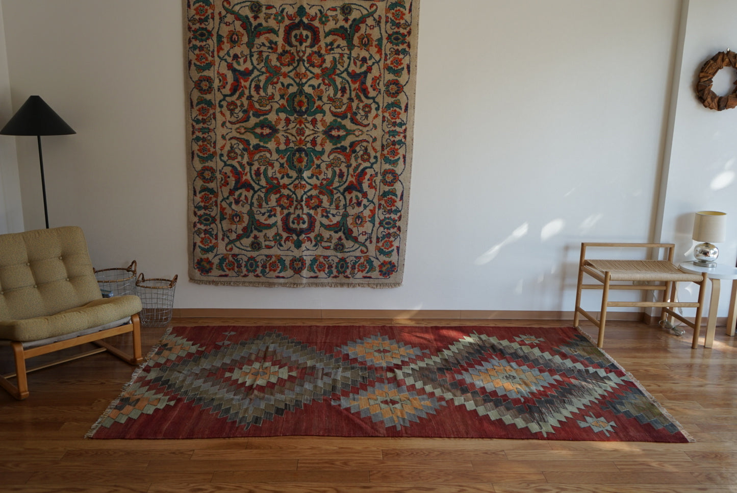 Türkiye Old Kilim Kars Earth Red Tribal Design 1970年代 251 × 137 cm No.TR25547 / 国内送料無料・羊毛手織りキリム