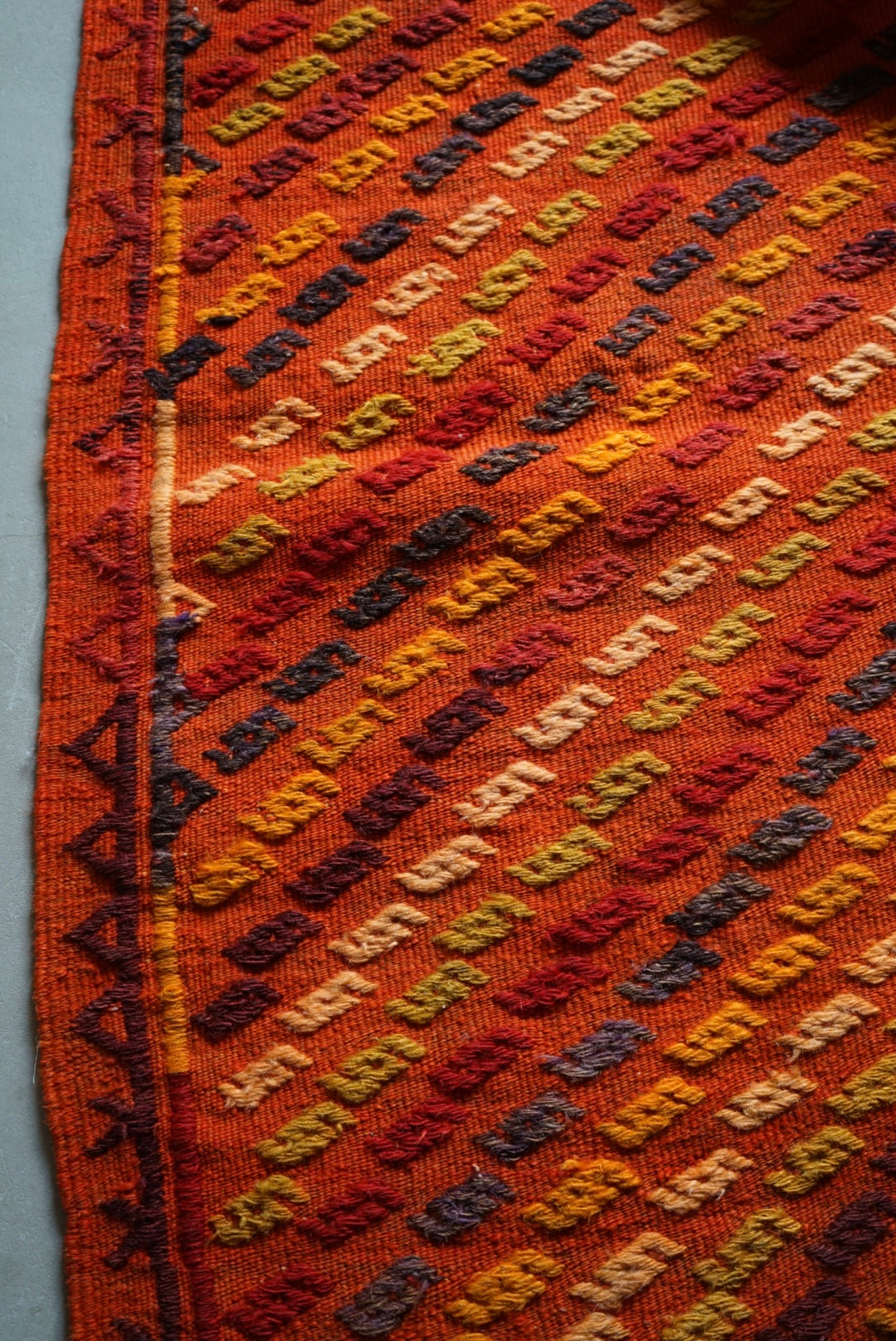 Türkiye Old Konya Jajim Orange 1960年代 121 × 109 cm No.TR25158