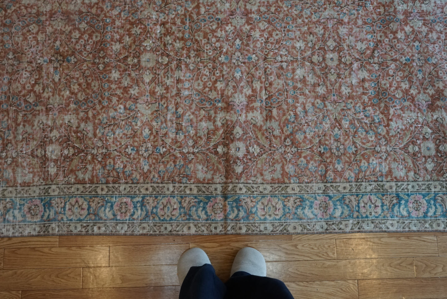 Türkiye Old Isparta Red , Turquoise Blue Floral 1970年代 242 × 137.5 cm No.TR25439