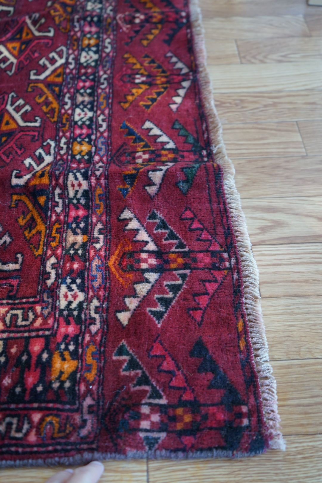 Afghanistan Old Turkmen Yamut Wine Red 1960年代 195 × 112 cm  No.AF2539 / 国内送料無料・羊毛手織り絨毯