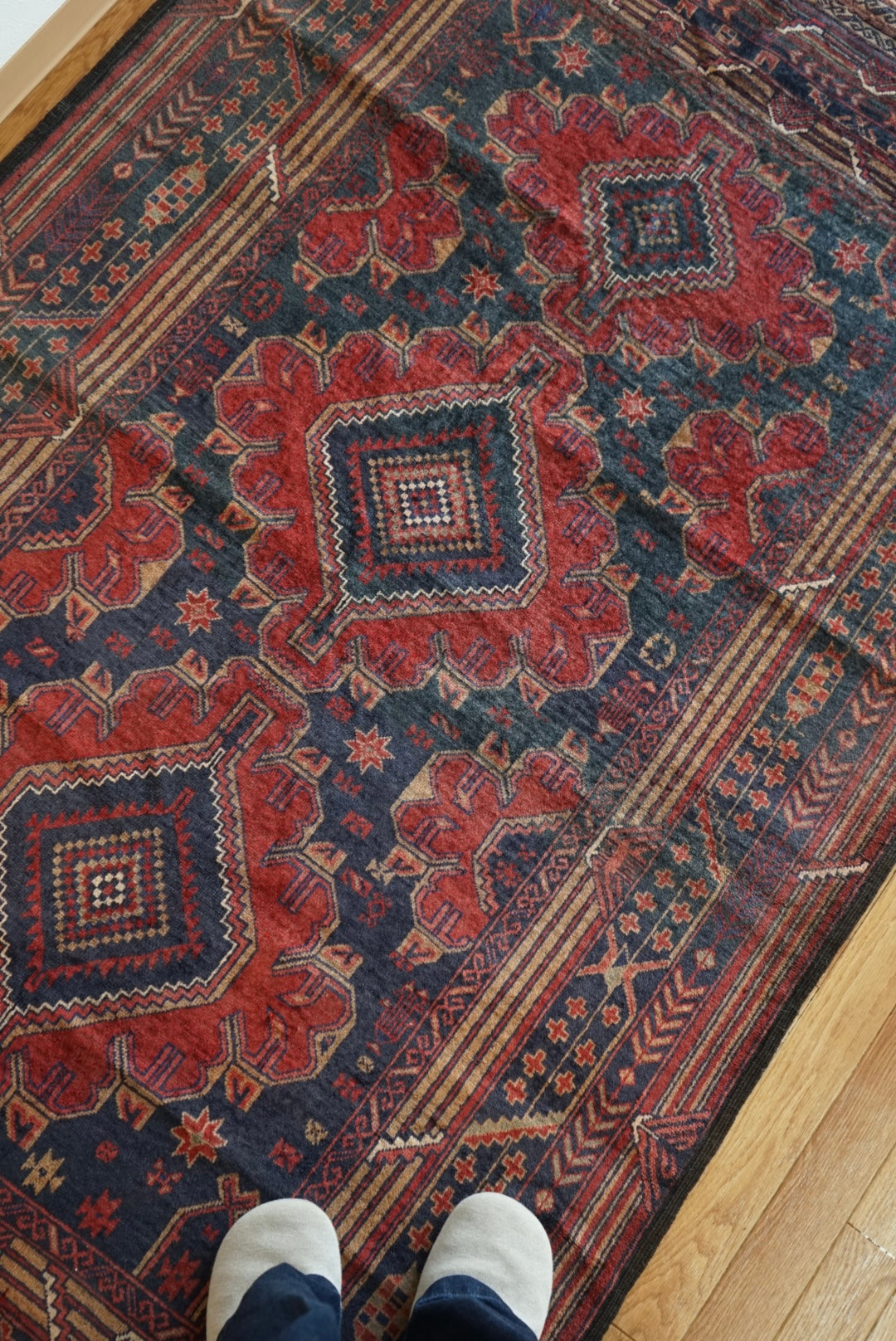 Afghanistan Vintage Baluch Navy Tribal Design 1980年代 208 × 130 cm No.AF2525