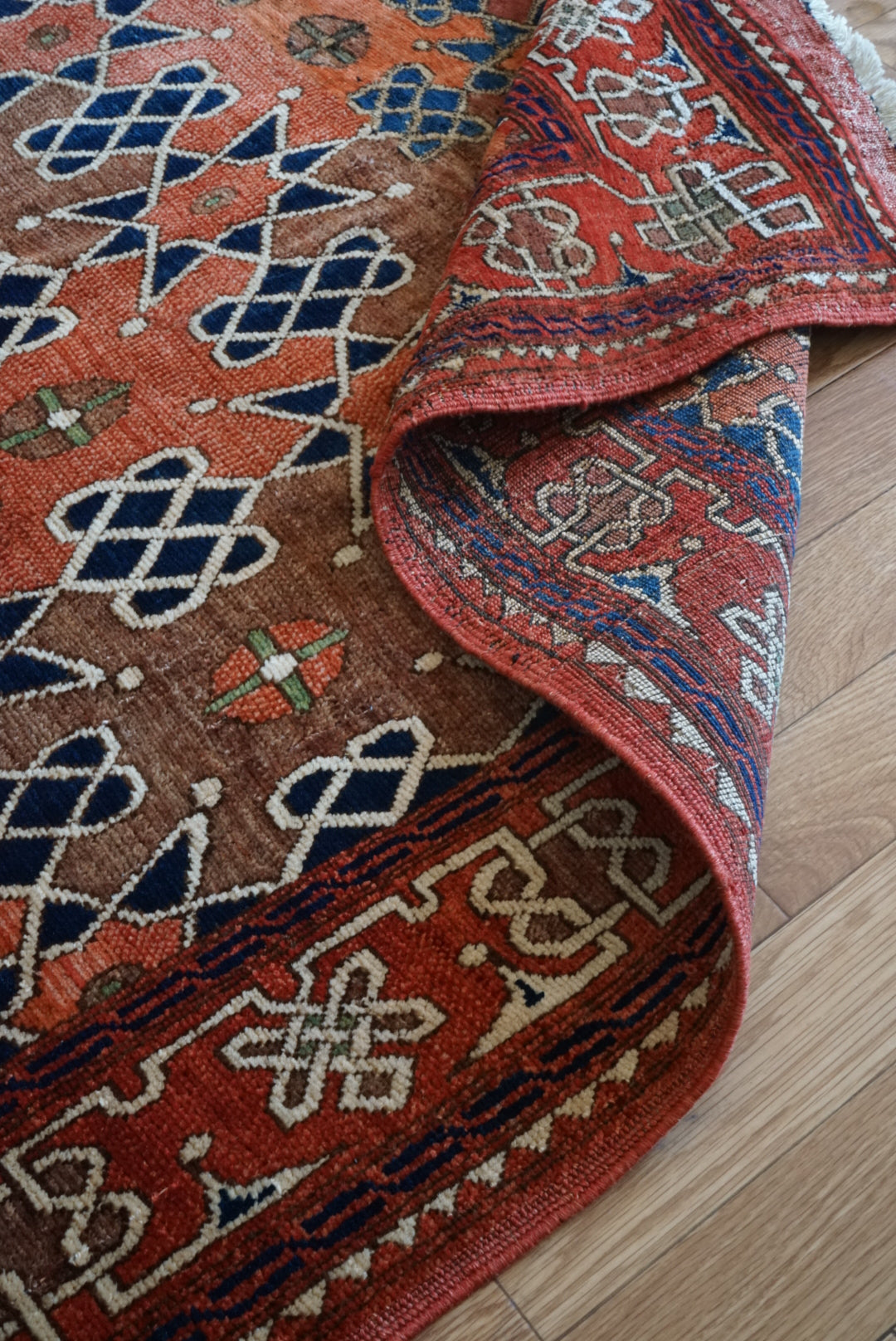店頭販売 Afghanistan Vintage Baluch Orange Star 1980年代 153 × 124 cm  No.AF2531