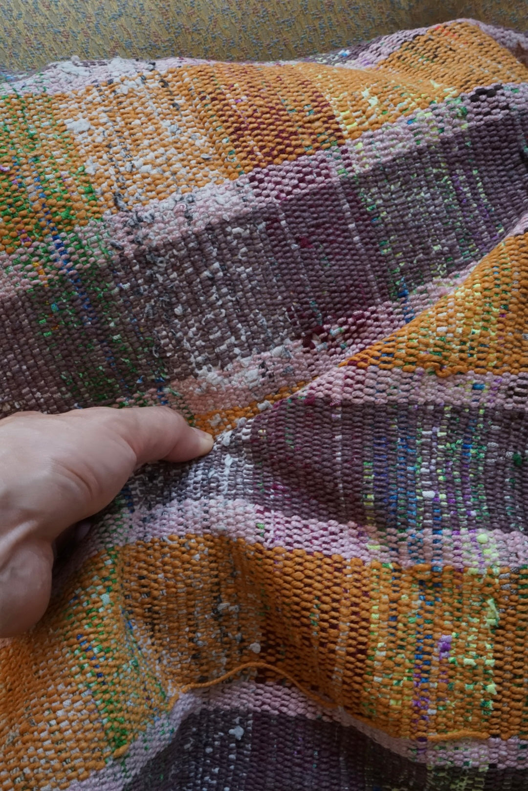 Türkiye Old Kilim Cushion Cover Mix Stripe Orange , Purple 46 × 45 cm No.TR25460