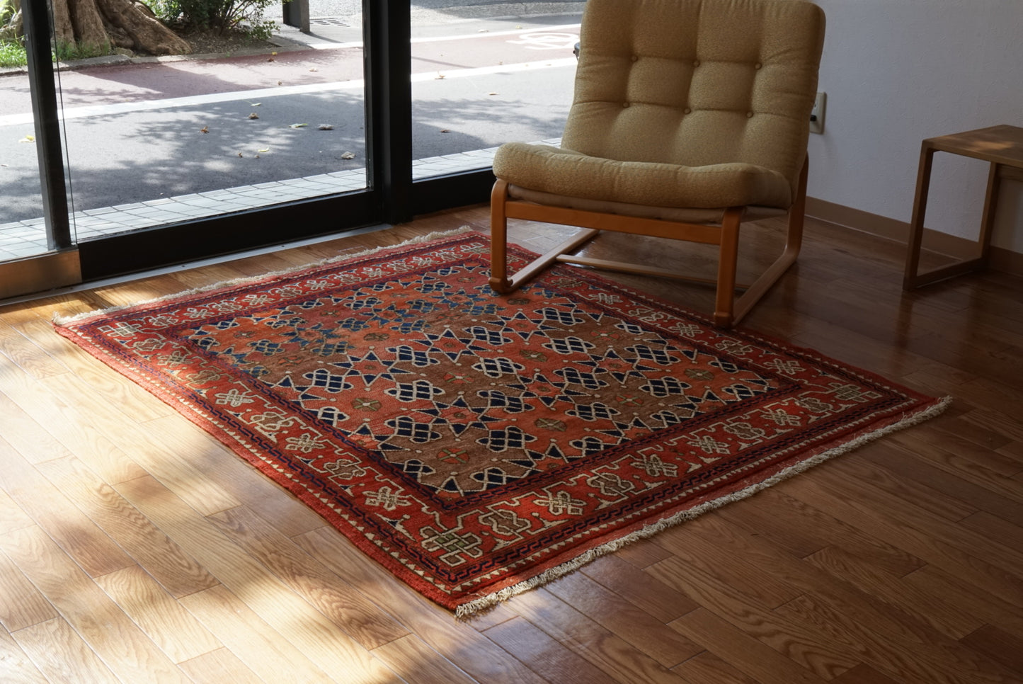 店頭販売 Afghanistan Vintage Baluch Orange Star 1980年代 153 × 124 cm  No.AF2531