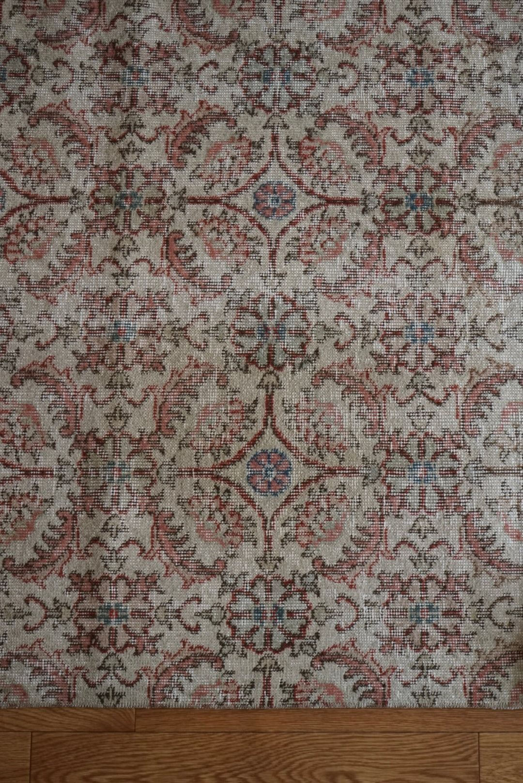 Türkiye Old Isparta Beige , Rose Pink , Botanical 1970年代 194 × 97 cm No.TR25452 / 国内送料無料