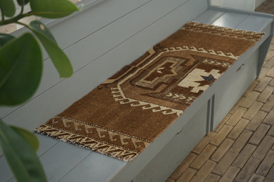 TURKEY OLD BROWN RUNNER SMALL SIZE 1970年代 130 × 43 cm No.TR25218