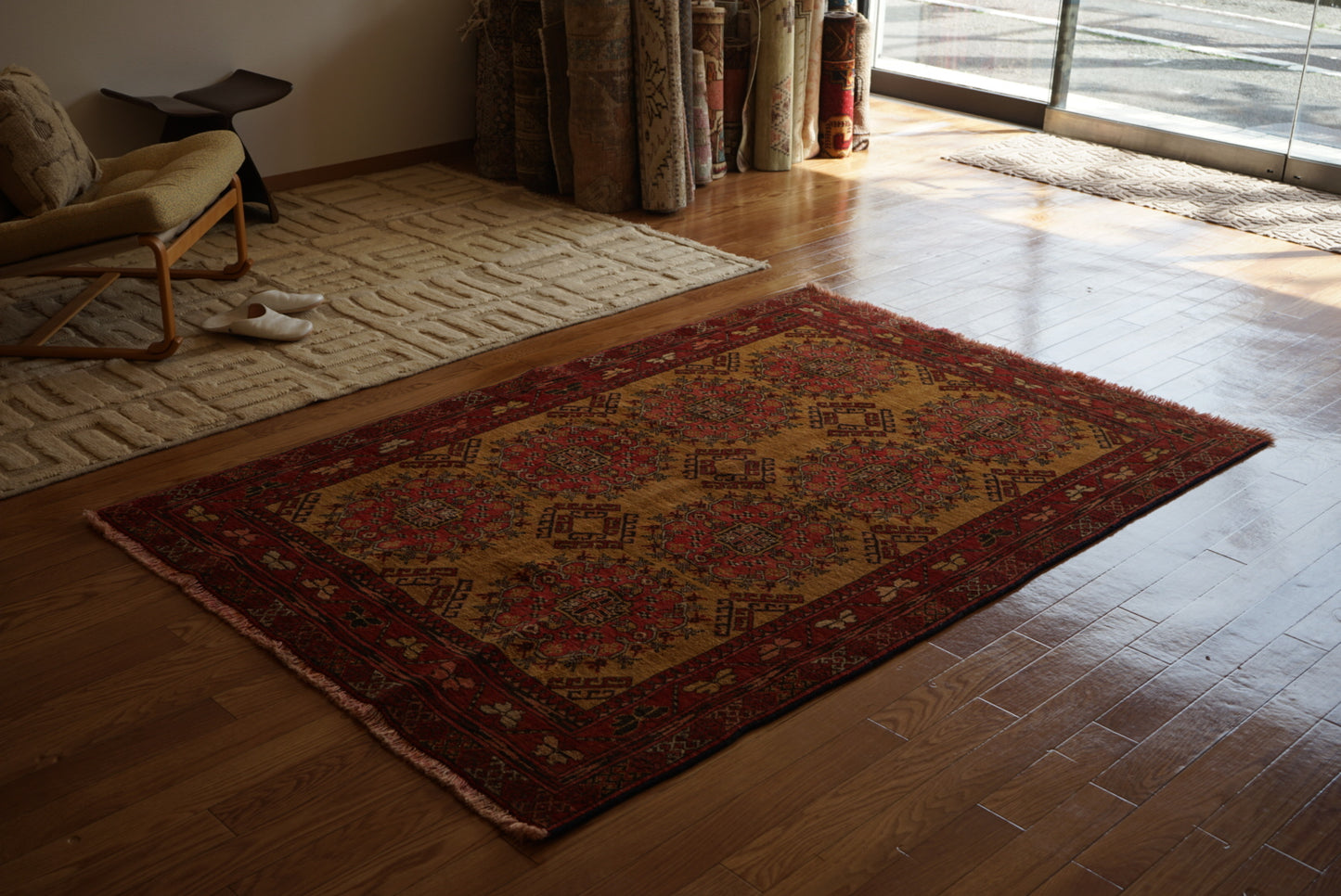 Afghanistan Old Turkmen Yellow Mustard 1950年代 188 × 123 cm No.AF2520