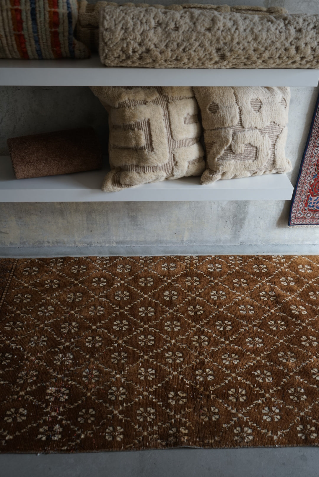 Türkiye Old Oushak Brown Patchwork 1980年代 158 × 87 cm No.TR25311