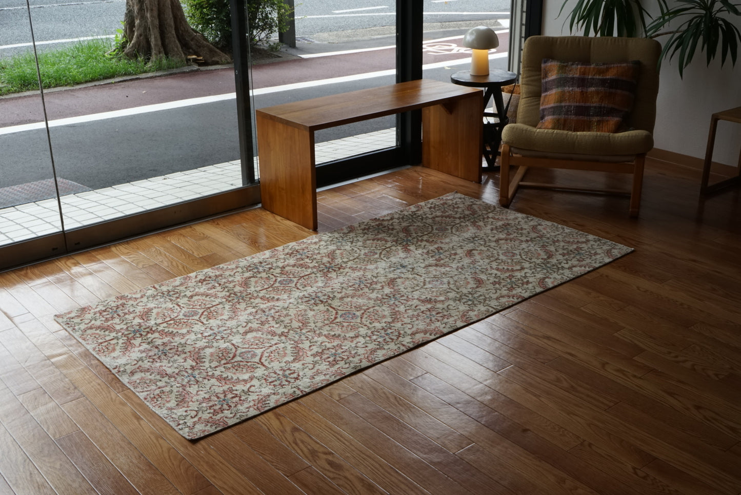 Türkiye Old Isparta Beige , Rose Pink , Botanical 1970年代 194 × 97 cm No.TR25452 / 国内送料無料