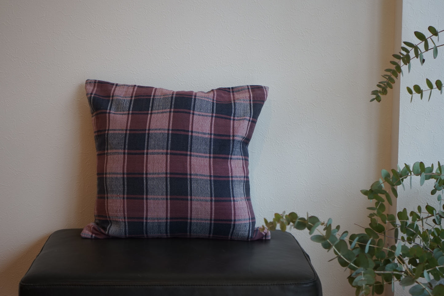 Türkiye Old Kilim Cushion Cover Checker Purple , White , Navy 51 × 50 cm No.TR25397